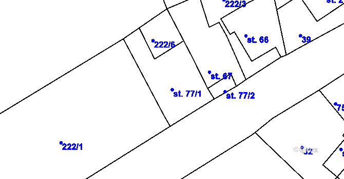 Parcela st. 77/1 v KÚ Soběchleby u Krupky, Katastrální mapa