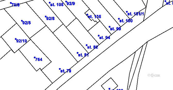 Parcela st. 82 v KÚ Soběchleby u Krupky, Katastrální mapa