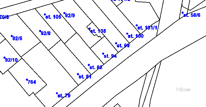 Parcela st. 94 v KÚ Soběchleby u Krupky, Katastrální mapa