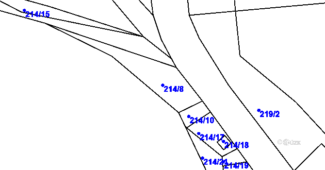Parcela st. 214/8 v KÚ Soběchleby u Krupky, Katastrální mapa