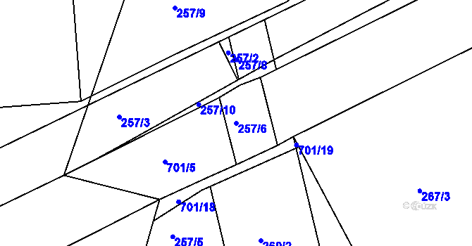 Parcela st. 257/6 v KÚ Soběchleby u Krupky, Katastrální mapa