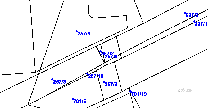 Parcela st. 257/8 v KÚ Soběchleby u Krupky, Katastrální mapa