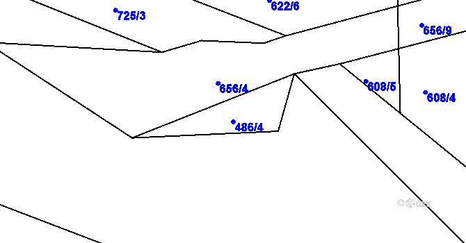 Parcela st. 486/4 v KÚ Soběchleby u Krupky, Katastrální mapa