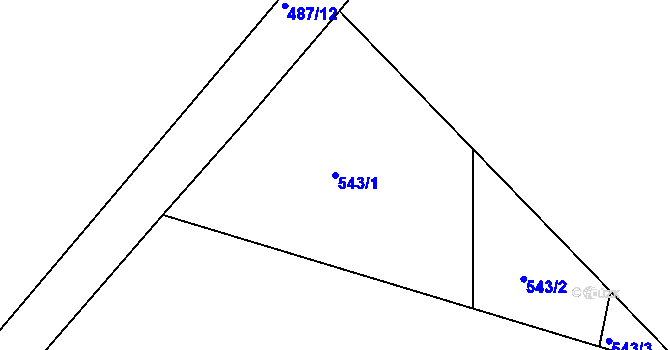 Parcela st. 543/1 v KÚ Soběchleby u Krupky, Katastrální mapa