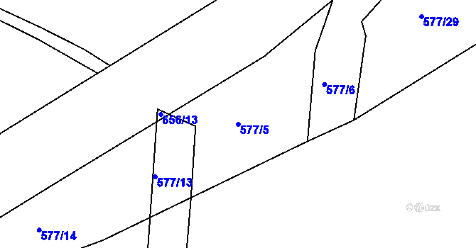 Parcela st. 577/5 v KÚ Soběchleby u Krupky, Katastrální mapa