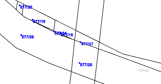 Parcela st. 577/17 v KÚ Soběchleby u Krupky, Katastrální mapa