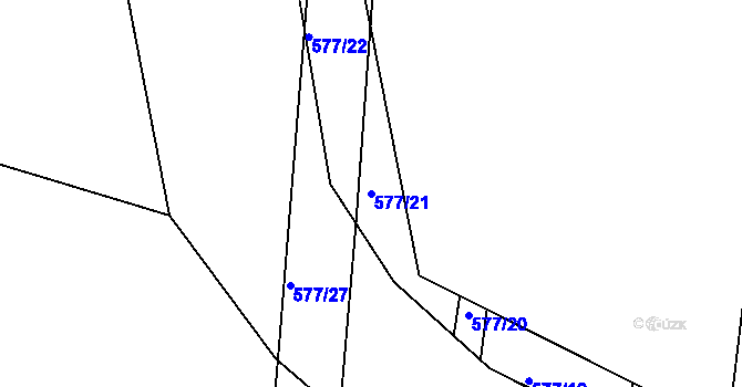 Parcela st. 577/21 v KÚ Soběchleby u Krupky, Katastrální mapa
