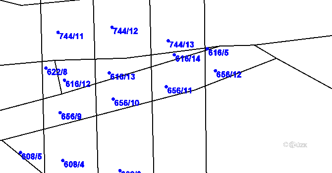 Parcela st. 656/11 v KÚ Soběchleby u Krupky, Katastrální mapa