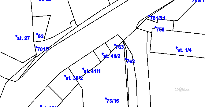 Parcela st. 41/2 v KÚ Soběchleby u Krupky, Katastrální mapa