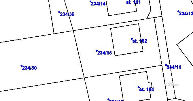 Parcela st. 234/15 v KÚ Soběchleby u Krupky, Katastrální mapa