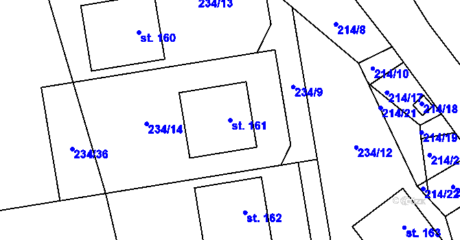 Parcela st. 161 v KÚ Soběchleby u Krupky, Katastrální mapa