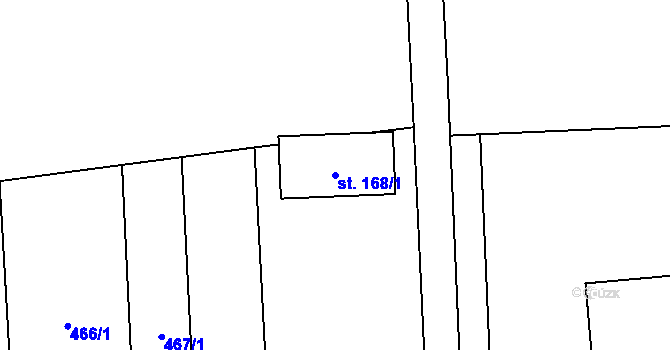Parcela st. 168/1 v KÚ Soběchleby, Katastrální mapa