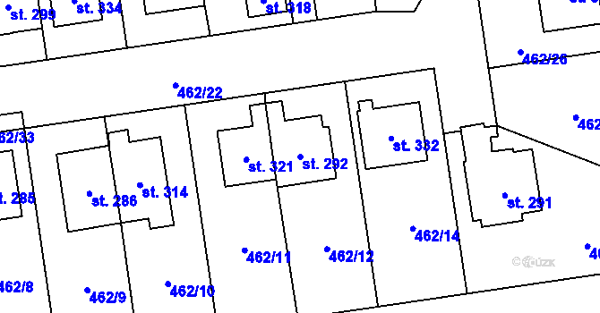 Parcela st. 292 v KÚ Soběchleby, Katastrální mapa