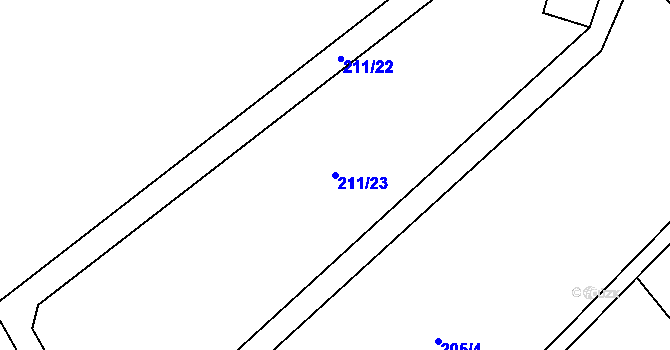 Parcela st. 211/23 v KÚ Soběchleby, Katastrální mapa