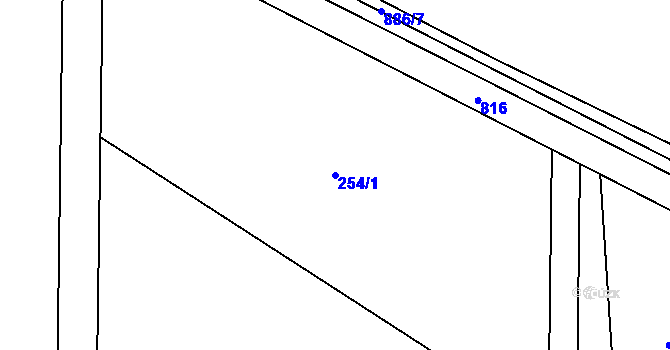 Parcela st. 254/1 v KÚ Soběchleby, Katastrální mapa