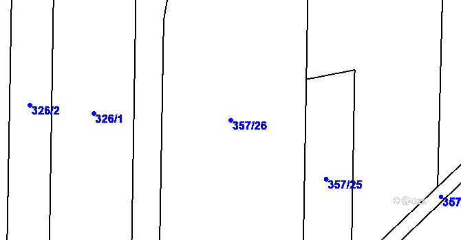 Parcela st. 357/26 v KÚ Soběchleby, Katastrální mapa