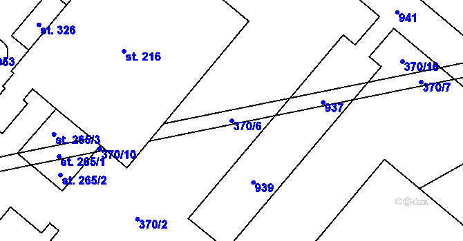 Parcela st. 370/6 v KÚ Soběchleby, Katastrální mapa
