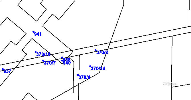 Parcela st. 370/8 v KÚ Soběchleby, Katastrální mapa
