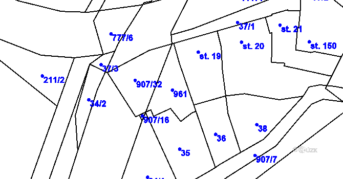 Parcela st. 18 v KÚ Soběchleby, Katastrální mapa