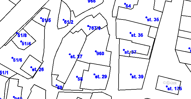 Parcela st. 30 v KÚ Soběchleby, Katastrální mapa