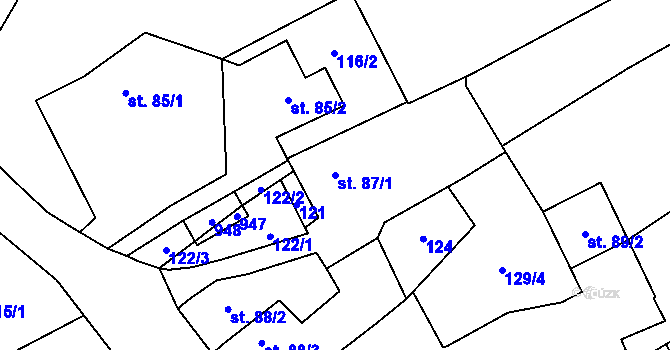 Parcela st. 87/1 v KÚ Soběchleby, Katastrální mapa