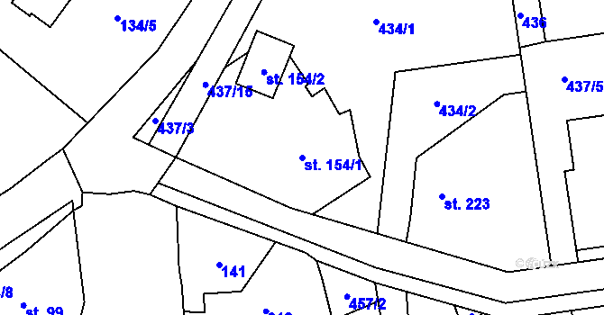Parcela st. 154/1 v KÚ Soběchleby, Katastrální mapa