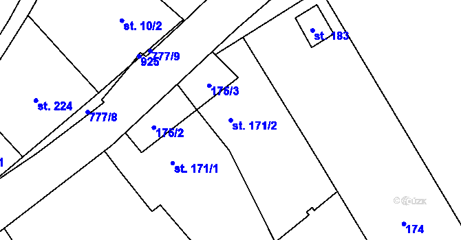 Parcela st. 171/2 v KÚ Soběchleby, Katastrální mapa