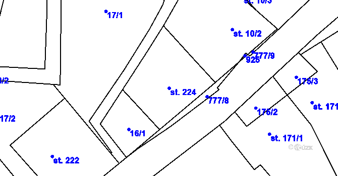Parcela st. 224 v KÚ Soběchleby, Katastrální mapa