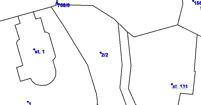 Parcela st. 2/2 v KÚ Soběchleby, Katastrální mapa