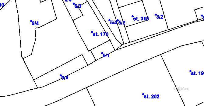 Parcela st. 6/1 v KÚ Soběchleby, Katastrální mapa