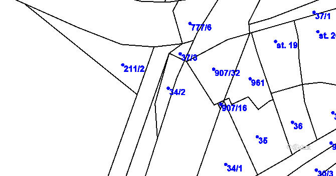 Parcela st. 34/2 v KÚ Soběchleby, Katastrální mapa