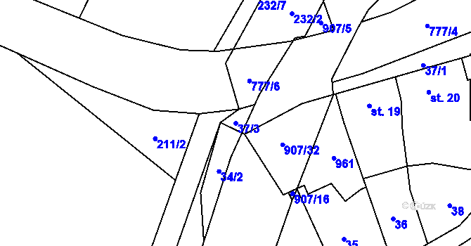 Parcela st. 37/3 v KÚ Soběchleby, Katastrální mapa