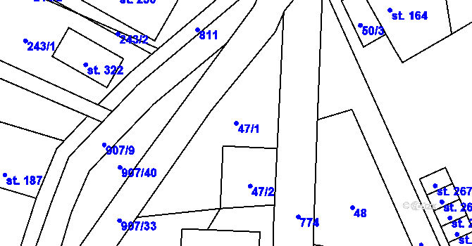 Parcela st. 47/1 v KÚ Soběchleby, Katastrální mapa