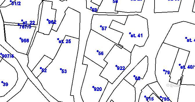 Parcela st. 56 v KÚ Soběchleby, Katastrální mapa