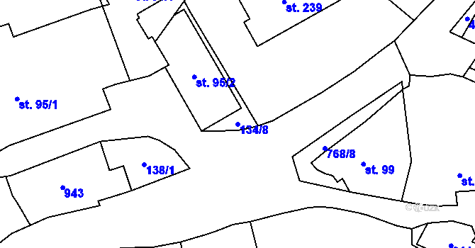 Parcela st. 134/8 v KÚ Soběchleby, Katastrální mapa
