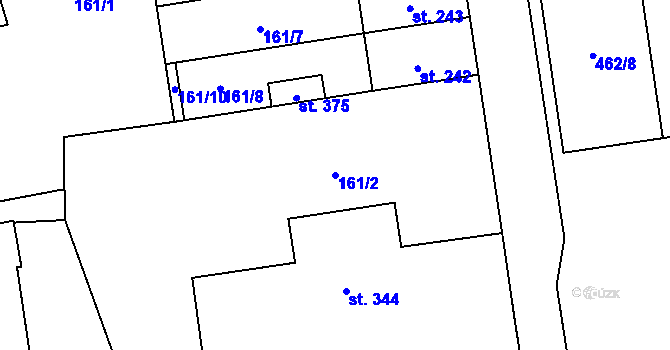 Parcela st. 161/2 v KÚ Soběchleby, Katastrální mapa