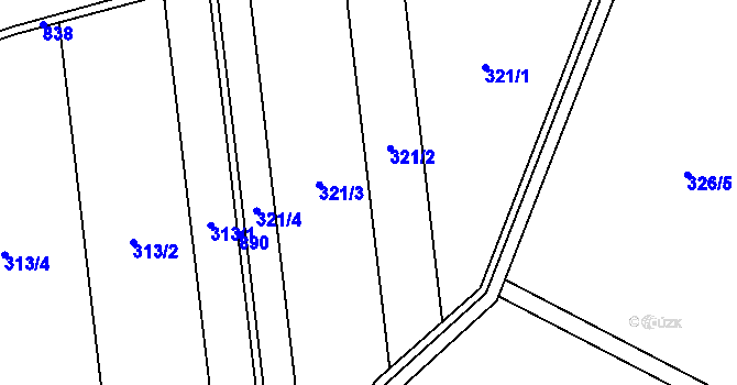Parcela st. 321 v KÚ Soběchleby, Katastrální mapa