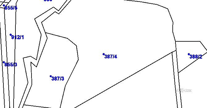 Parcela st. 387/4 v KÚ Soběchleby, Katastrální mapa