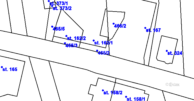 Parcela st. 465/2 v KÚ Soběchleby, Katastrální mapa