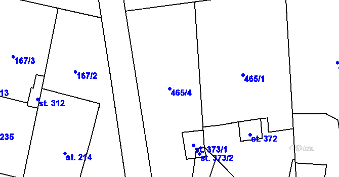 Parcela st. 465/4 v KÚ Soběchleby, Katastrální mapa