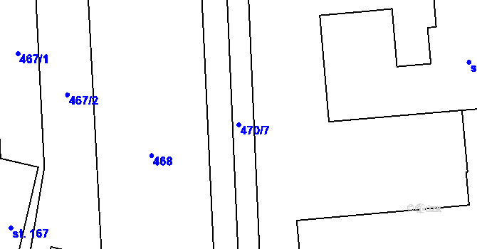 Parcela st. 470/7 v KÚ Soběchleby, Katastrální mapa