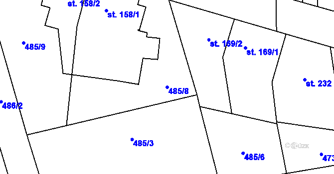 Parcela st. 485/8 v KÚ Soběchleby, Katastrální mapa
