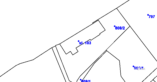 Parcela st. 103 v KÚ Horušany, Katastrální mapa