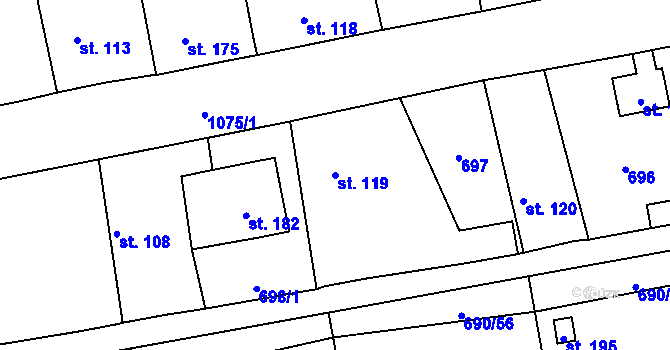 Parcela st. 119 v KÚ Horušany, Katastrální mapa