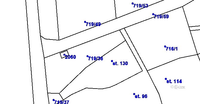 Parcela st. 719/36 v KÚ Horušany, Katastrální mapa