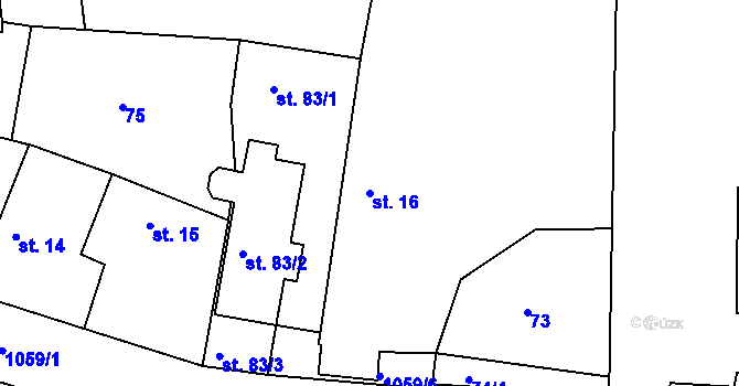 Parcela st. 16 v KÚ Soběkury, Katastrální mapa