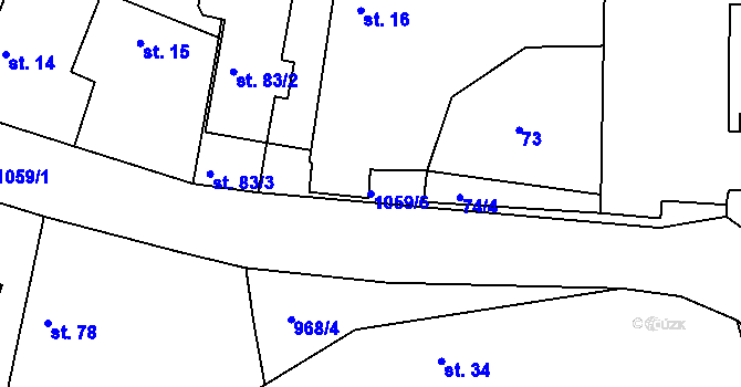 Parcela st. 1059/6 v KÚ Soběkury, Katastrální mapa