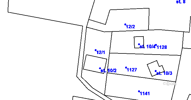 Parcela st. 12/1 v KÚ Horní Nezly, Katastrální mapa