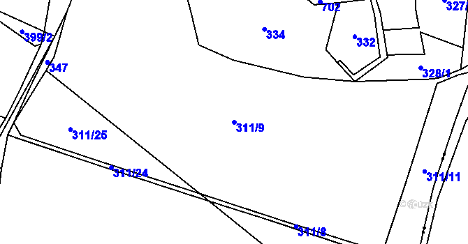 Parcela st. 311/9 v KÚ Horní Nezly, Katastrální mapa