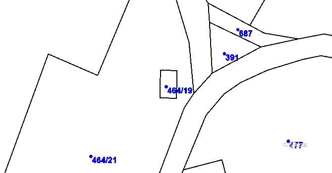 Parcela st. 464/19 v KÚ Horní Nezly, Katastrální mapa